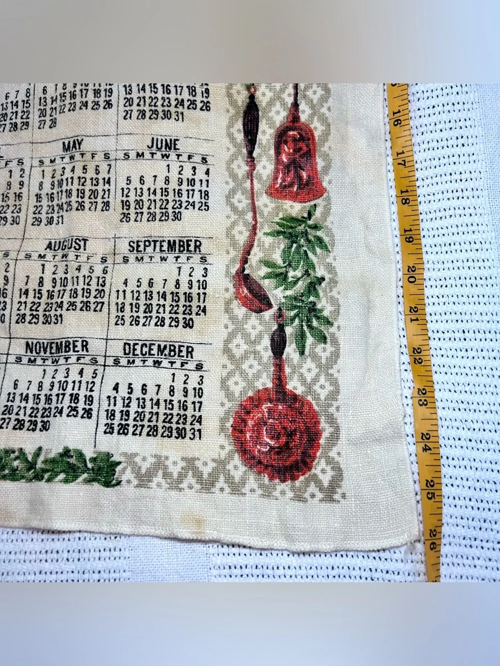 1966 Linen Calendar Tea Towel